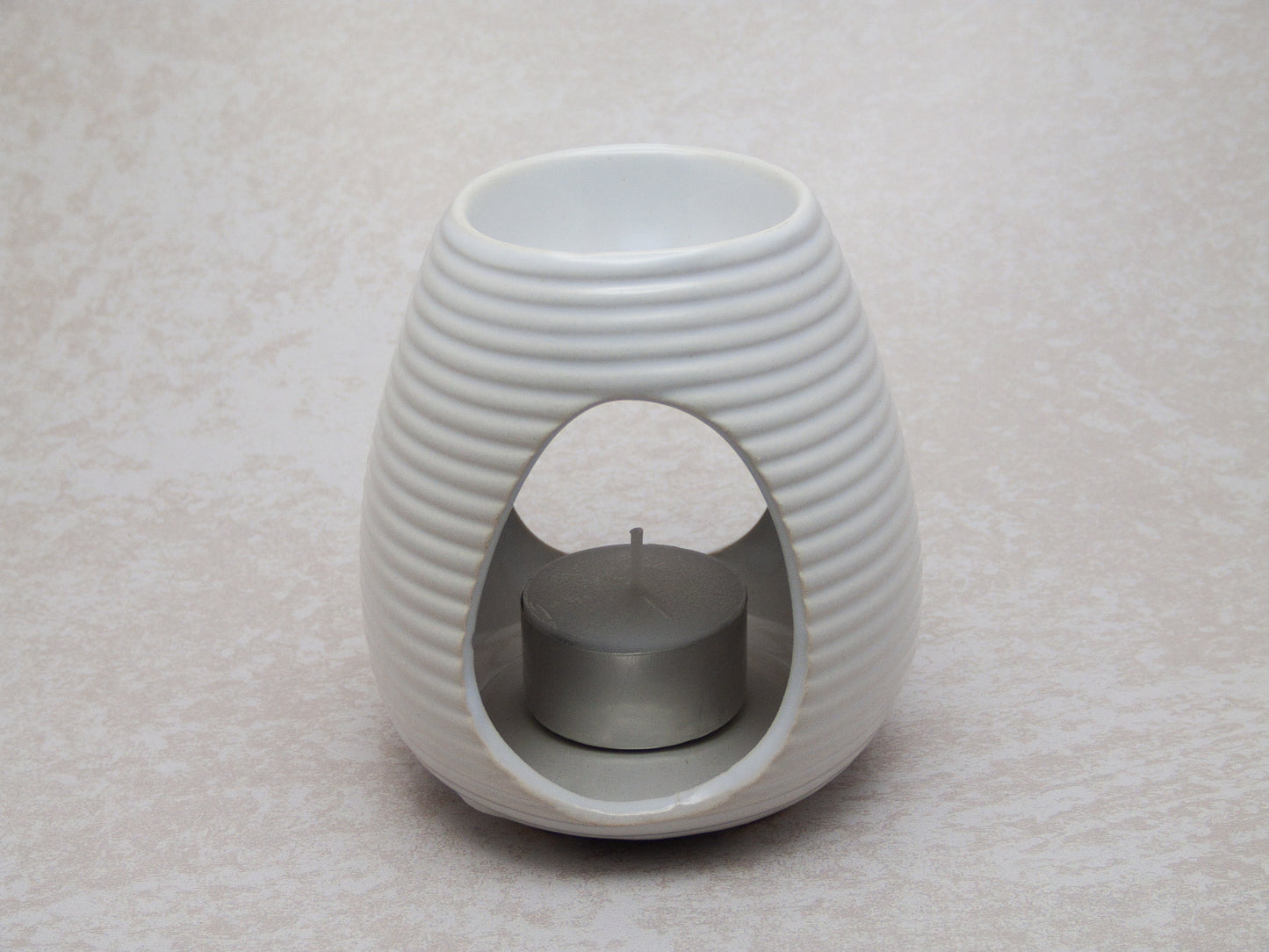 Wax Burner Set - White Ribbed Large