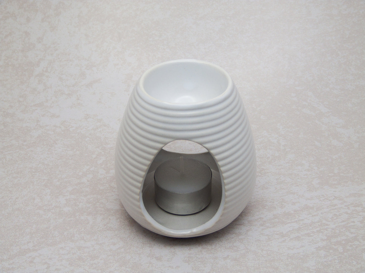Wax Burner Set - White Ribbed Large